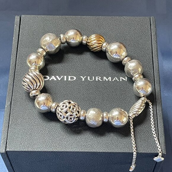 David Yurman 925/18K Sterling Silver Elements Beaded Bracelet - Picture 2 of 5